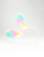 Kids Fabric Pom Pom Bunny Ear Headband