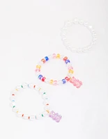 Kids Mixed Pearl & Beaded Charm Bracelet 3-Pack