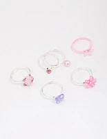 Kids Silver Crystal Butterfly Ring 6-Pack