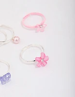 Kids Silver Crystal Butterfly Ring 6-Pack