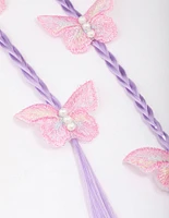 Kids Lilac Faux Hair Extension Butterfly Hair Clip