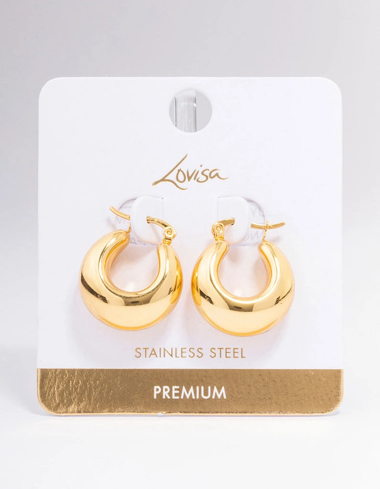 Gold Plated Stainless Steel Full Bubble Hoop Earrings