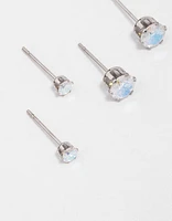 Stainless Steel Cubic Zirconia Stud Earring 3-Pack