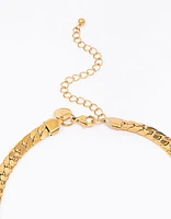 Gold Plated Stainless Steel Flat Curb Chain Necklace