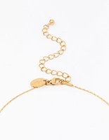 Gold Plated Stainless Steel Thin Baguette Round Cubic Zirconia Pendant Necklace