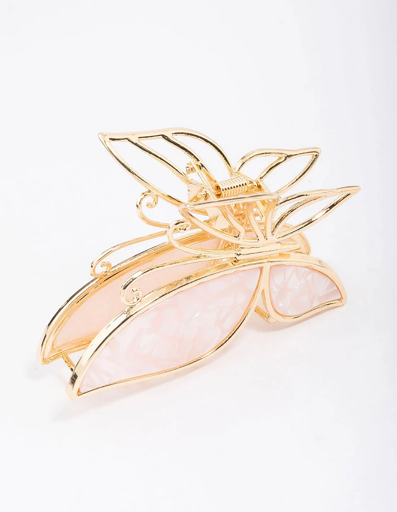 Gold Butterfly Acrylic Hair Claw Clip