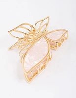 Gold Butterfly Acrylic Hair Claw Clip