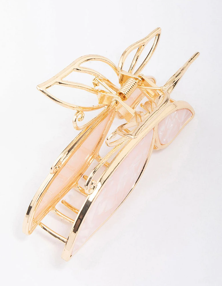 Gold Butterfly Acrylic Hair Claw Clip