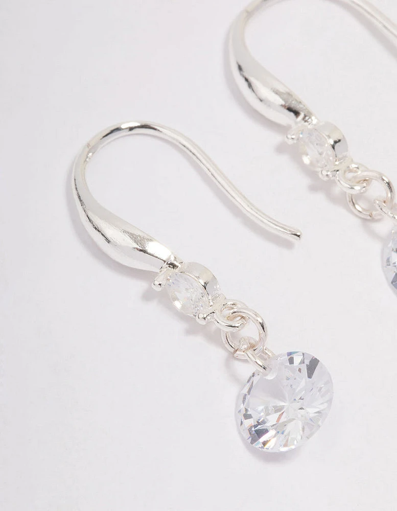 Silver Cubic Zirconia Dangle Drop Earrings