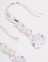 Silver Cubic Zirconia Dangle Drop Earrings