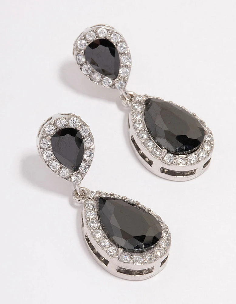 Rhodium Cubic Zirconia Angelina Drop Earrings