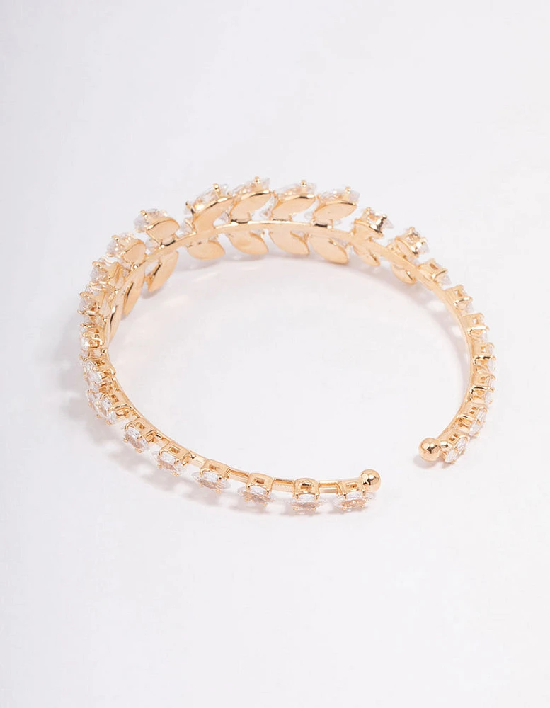 Gold Cubic Zirconia Statement Marquise Wrist Cuff