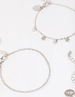 Rhodium Mini Star Bracelet 4-Pack