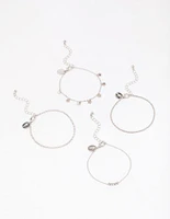 Rhodium Mini Star Bracelet 4-Pack