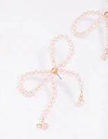 Rose Gold Beaded Bow Drop Earrings