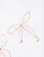 Rose Gold Beaded Bow Drop Earrings