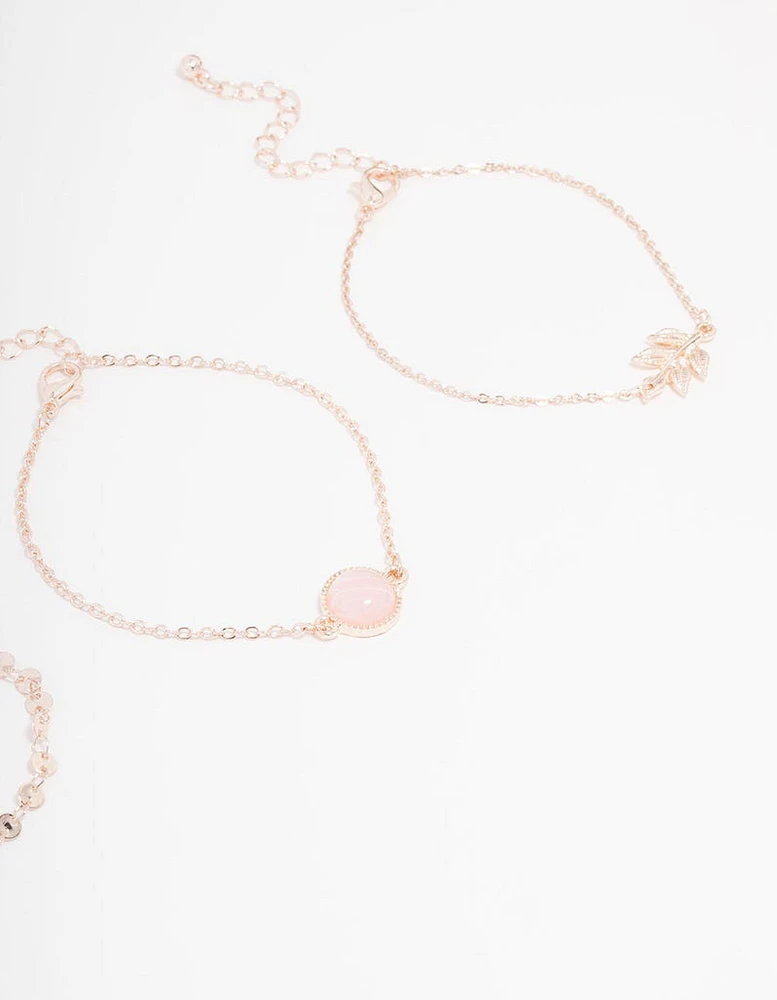 Rose Gold Diamante Tassel Bracelet 4-Pack