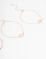 Rose Gold Diamante Tassel Bracelet 4-Pack