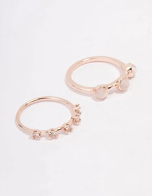 Rose Gold Multi Stone Ring Stack Pack
