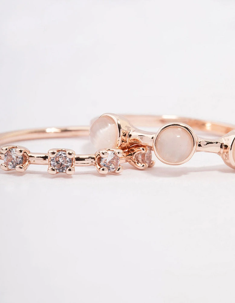 Rose Gold Multi Stone Ring Stack Pack