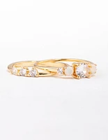 Gold Plated Petite Cubic Zirconia Stacking Ring