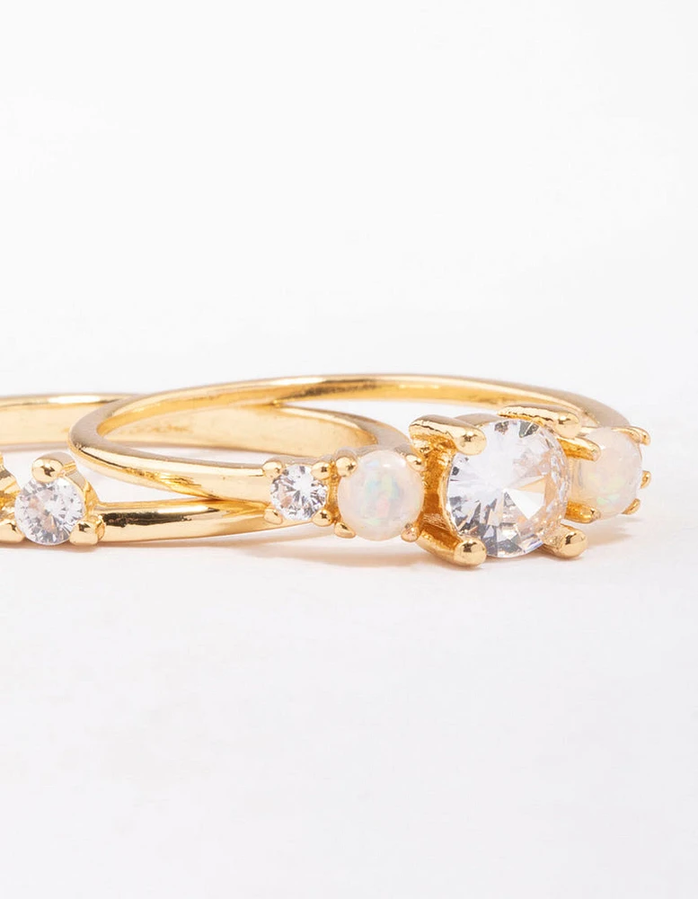 Gold Plated Petite Cubic Zirconia Stacking Ring