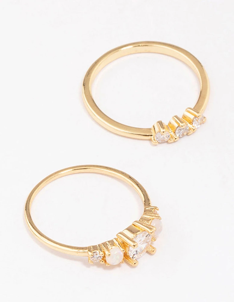 Gold Plated Petite Cubic Zirconia Stacking Ring