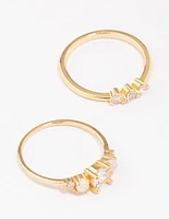 Gold Plated Petite Cubic Zirconia Stacking Ring