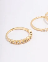 Gold Plated Cubic Zirconia Round Triple Stacking Rings