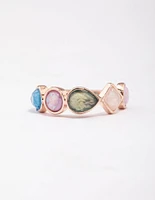 Rose Gold Pebble Stone Band Ring