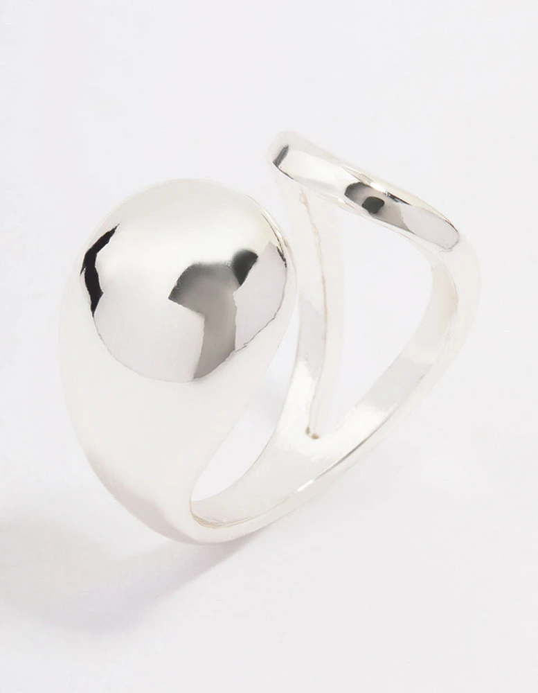 Silver Plated Puffy Open Wrap Ring