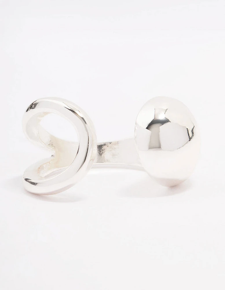 Silver Plated Puffy Open Wrap Ring