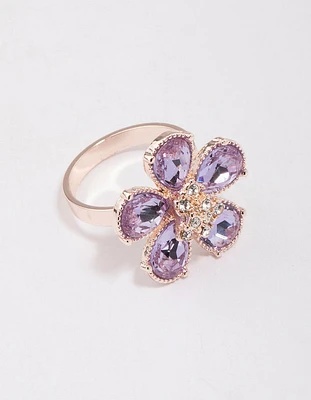Rose Gold Lilac Flower Petal Ring