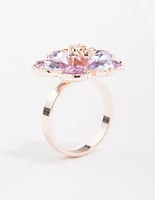 Rose Gold Lilac Flower Petal Ring