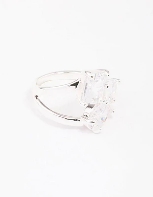 Silver Mixed Stone Trio Cubic Zirconia Ring