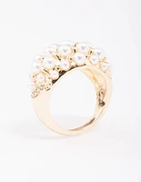 Gold Domed Pearl Ring