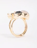 Gold Triple Stone Wrapped Cocktail Ring