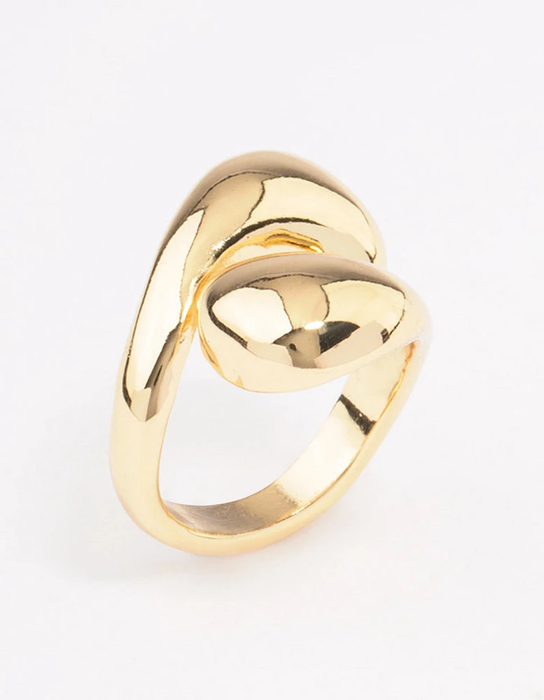 Gold Plated Stacked Swirl Cocktail Ring