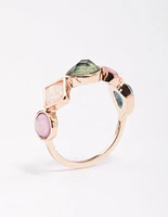 Rose Gold Pebble Stone Band Ring