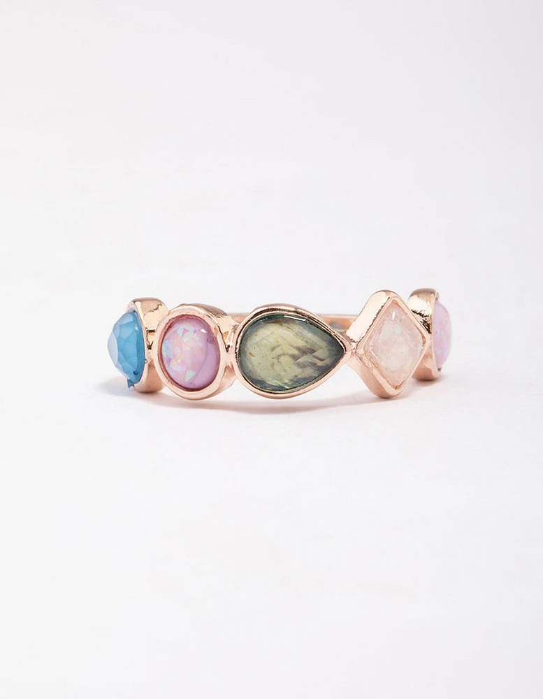 Rose Gold Pebble Stone Band Ring