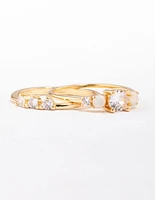 Gold Plated Petitie Cubic Zirconia Stacking Ring