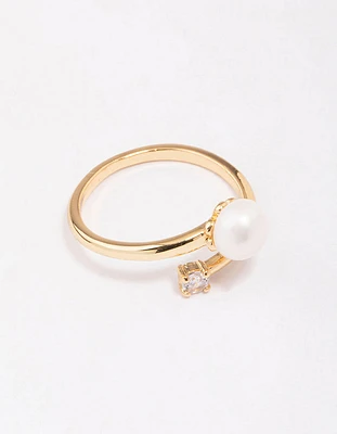 Gold Plated Dainty Cubic Zirconia Wrap Ring