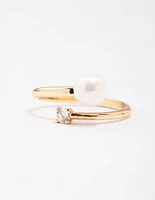 Gold Plated Dainty Cubic Zirconia Wrap Ring