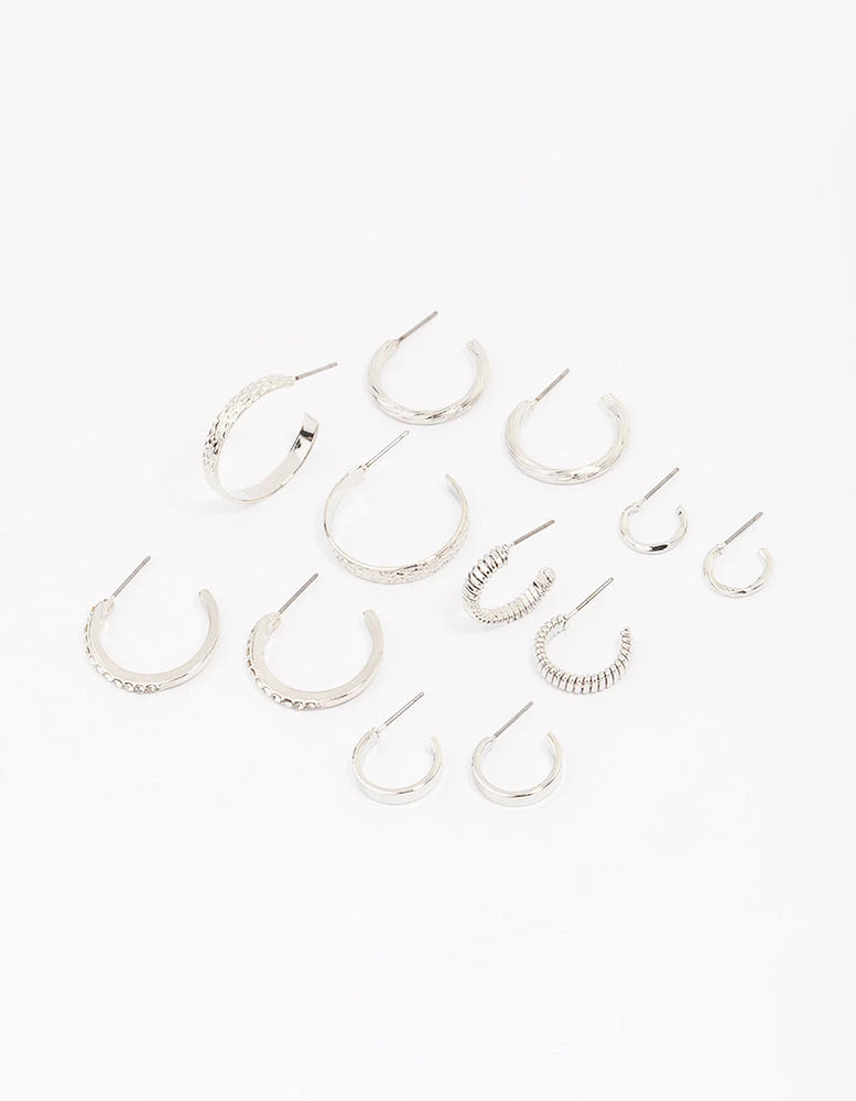 Rhodium Multi Hoop Earring 6-Pack