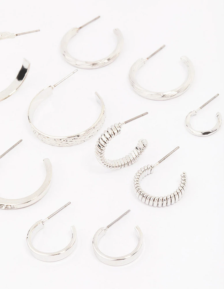 Rhodium Multi Hoop Earring 6-Pack