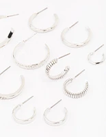 Rhodium Multi Hoop Earring 6-Pack