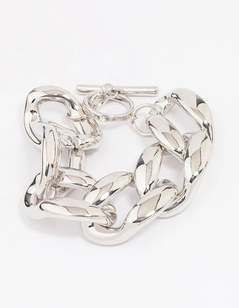 Rhodium Chunky Short Chain Bracelet