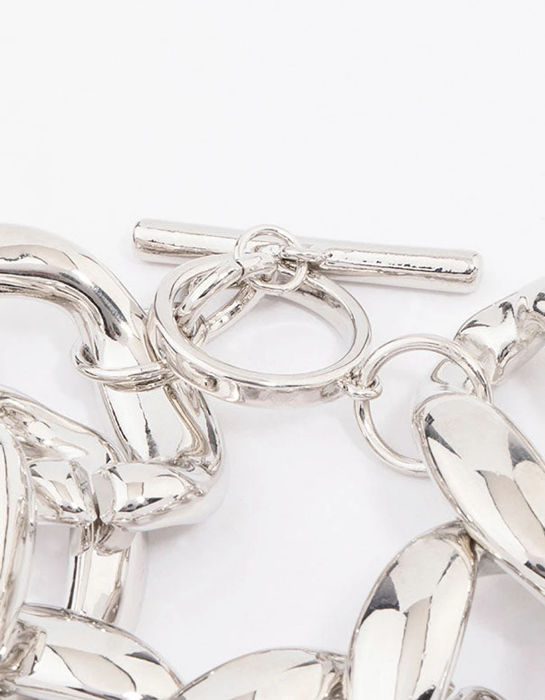 Silver Chunky Short Chain Bracelet