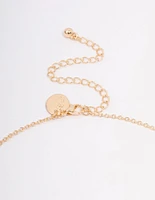 Gold Pink Resin Flower Pendant Necklace