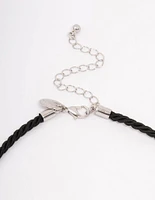 Silver Metal Heart Cord Necklace